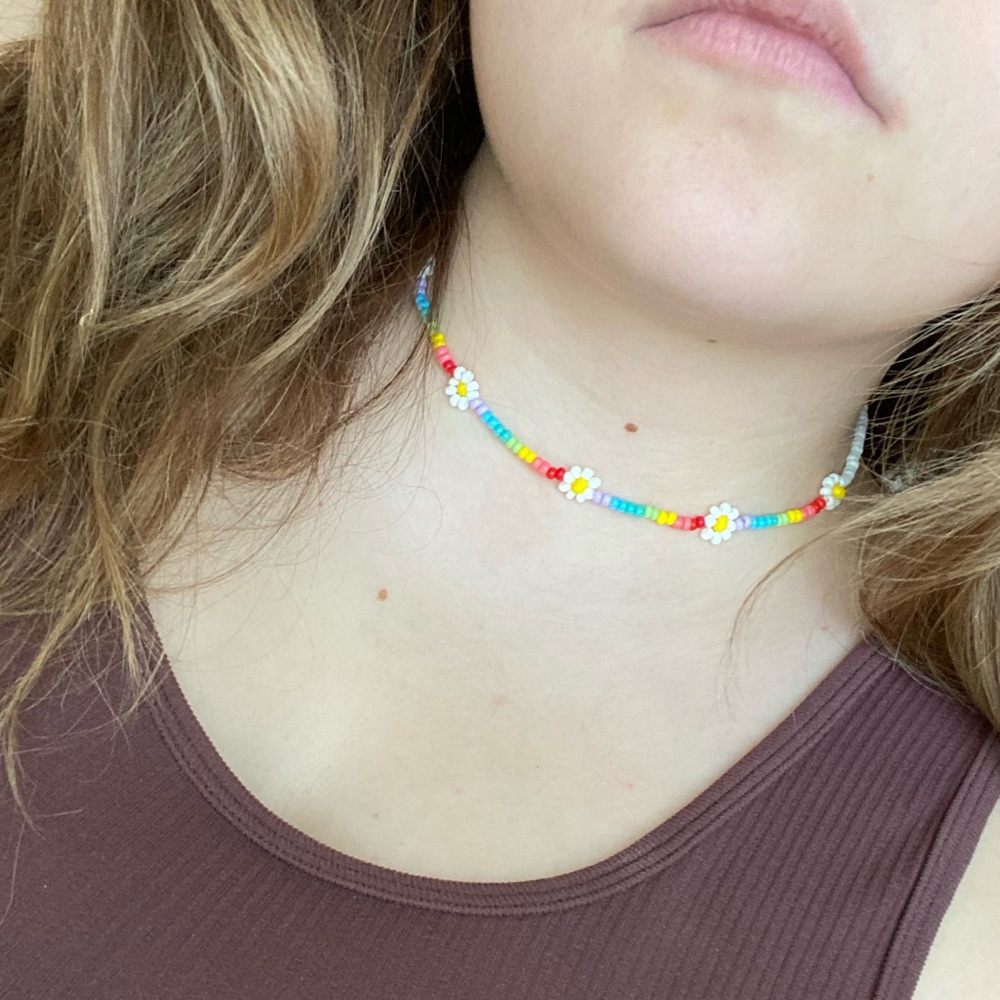 Handmade Daisy Chain Necklace/Choker with 18k Gold Plated Elements
